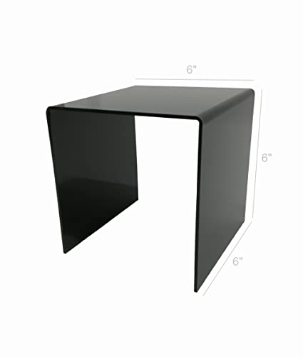 FixtureDisplays 6 Inch Cube 3-Sided Black Acrylic Display Riser