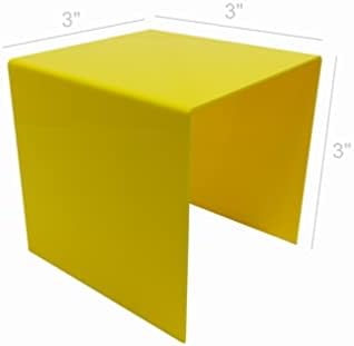 FixtureDisplays One Riser Combo 3 Inch Cube 3 Sided Yellow Acrylic Display