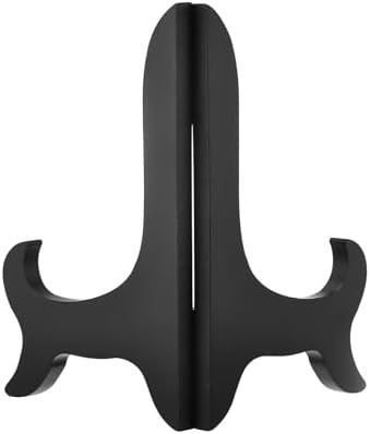 Uxcell 5 Inch Easel Plate Holder Wooden Folding Display Stand Black