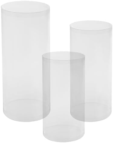 Clear Cylinder Pedestal Stands 3PCS Wedding Display