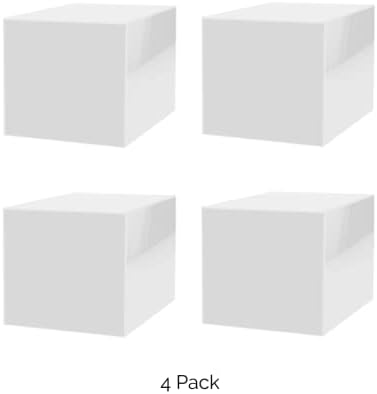 4 Pack 12 Inch White Acrylic Display Box with Open Side