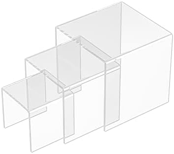 3pcs Square Acrylic Display Risers for Collectibles and Decor