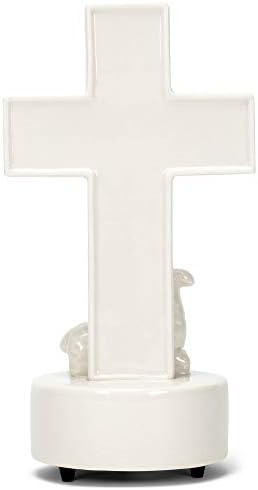 DEMDACO Heart Cross with Little Lamb Musical Figurine 8 Inch White
