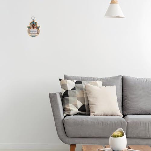 Wooden Hamsa Blessing Wall Decor with Gemstone Accents