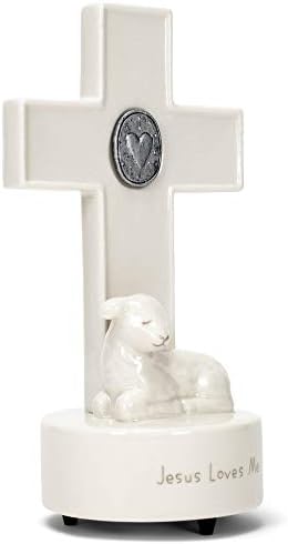 DEMDACO Heart Cross with Little Lamb Musical Figurine 8 Inch White