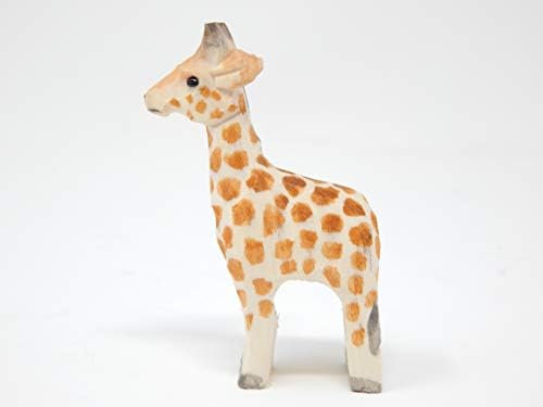 Hand-Carved Wooden Giraffe Statue - Miniature Home Decor Sculpture