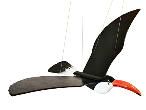 WitnyStore Wooden Flapping Wing Toucan Mobile 24 Inch Decor