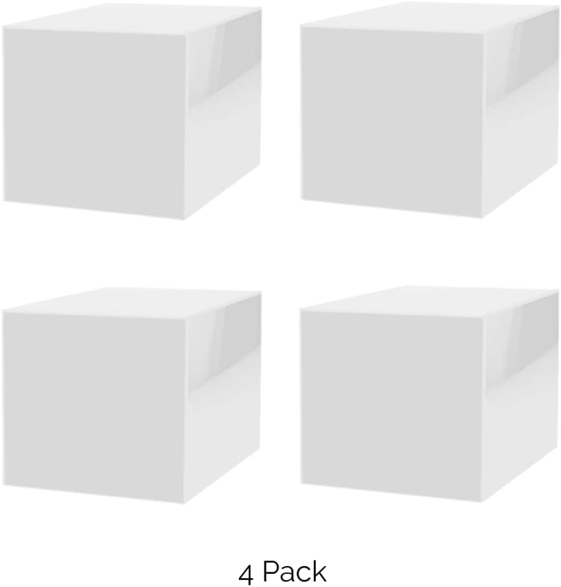 4 Pack 12 Inch White Acrylic Display Box with Open Side