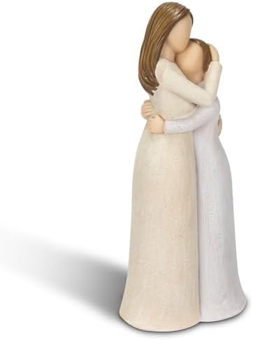 Mother and Daughter Figurines Heartwarming Resin Sculpted Hand-Painted Decoration