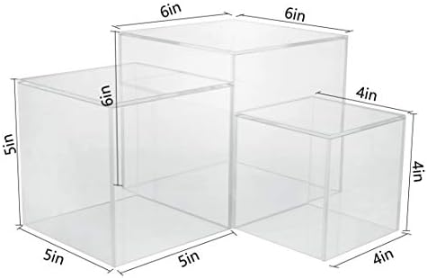 Red Co Clear Acrylic Cube Display Riser Stands 3-Pack