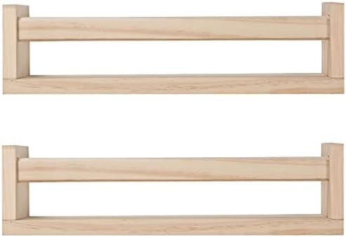 Nursery Floating Book Shelves Set of 2 Natural Wood