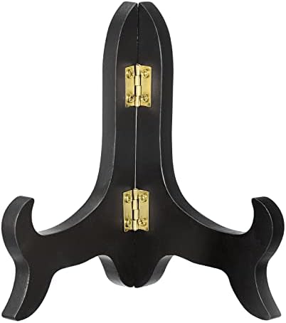 Uxcell 5 Inch Easel Plate Holder Wooden Folding Display Stand Black