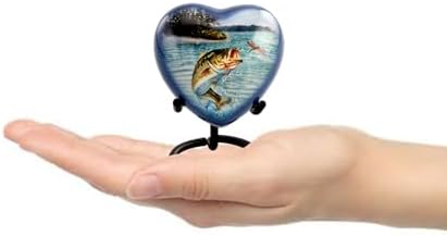 Bass Fishing Urn for Human Ashes - Handcrafted Cremation Urn with Velvet Case