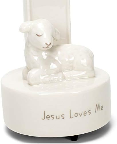 DEMDACO Heart Cross with Little Lamb Musical Figurine 8 Inch White
