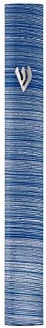 AS Mezuzah Case with 3D Painted Shin Design Blue White 5 Inches