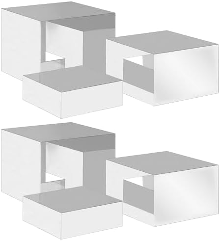 Red Co Glossy Silver Acrylic Cube Display Risers - 3 Pack