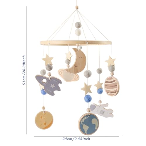 Cute Space Decor Crib Mobile with 360 Rotation