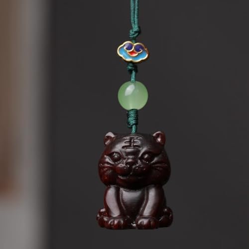 Tiger Wood Carving Home Decor Keychain Mobile