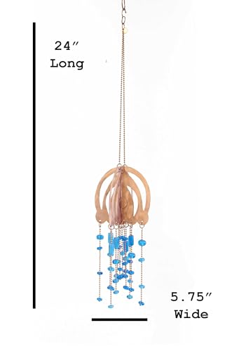 Handmade Copper Jellyfish Mobile with Blue Glass Beads