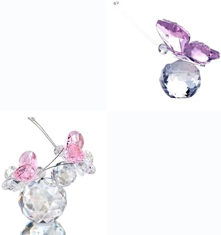 HD Pink Crystal Butterfly Figurine with Crystal Ball Base