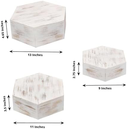 Efavormart Set of 3 Whitewashed Hexagonal Wood Dessert Holders