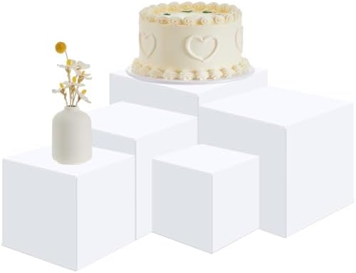 Geetery 5 Piece Acrylic Display Riser Set White