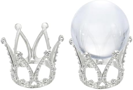 Uxcell 2pcs Metal Crystal Ball Display Stand Silver