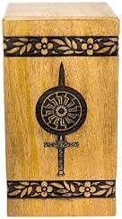 Handcrafted Wooden Cremation Urn with Warrior Design