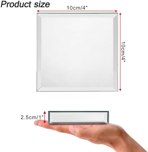 Hipiwe 2Pcs Square Mirrored Display Risers Stand