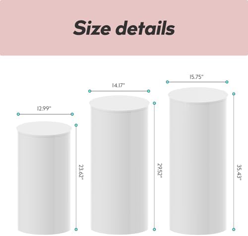 Baotree White Cylinder Pedestal Stands 3 Pieces