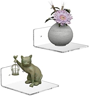 6 Inches Clear Acrylic Floating Shelves 2 Pack