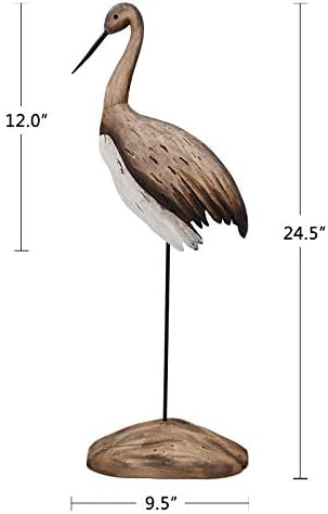 Rustic Wood Crane Nautical Decor Accent