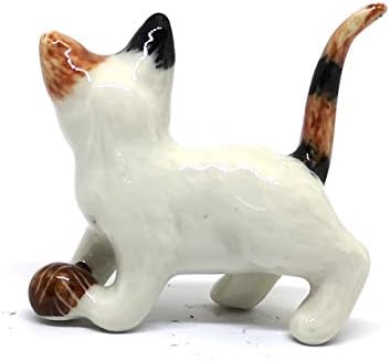 ZOOCRAFT Ceramic Figurine Cat with Ball Handmade Miniature Collectible Porcelain Standing 1
