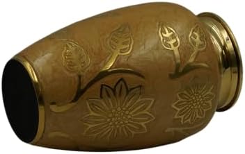 Eternity Cream and Gold Brass Urn with Engraved Sprigs