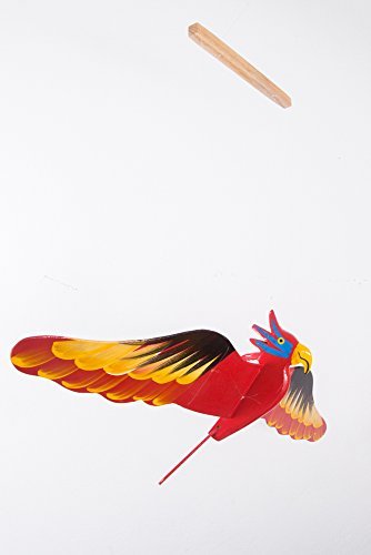 WitnyStore Wooden Bird Mobile 18 Red Yellow Cockatoo Decor