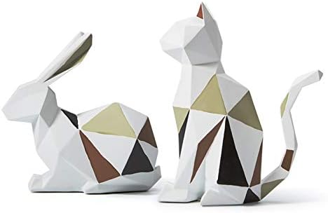 HAUCOZE Modern Geometric Cat Sculpture Statue 73 Inch