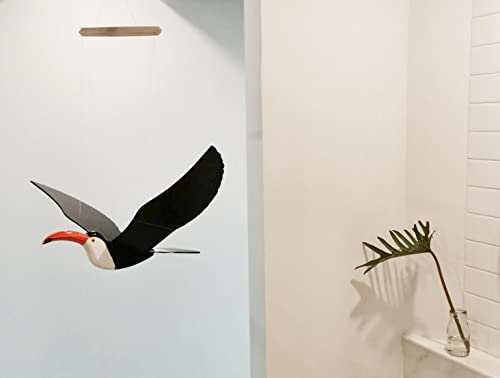 WitnyStore Wooden Flapping Wing Toucan Mobile 24 Inch Decor