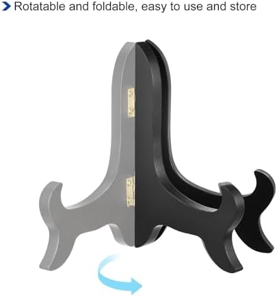 Uxcell 5 Inch Easel Plate Holder Wooden Folding Display Stand Black