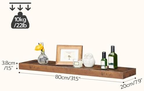 HOOBRO Floating Shelves for Wall Set of 2 315 Inch Rustic Brown