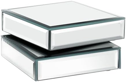 Hipiwe 2Pcs Square Mirrored Display Risers Stand
