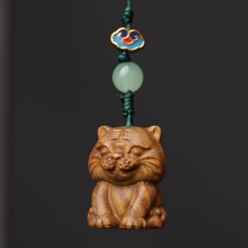 Tiger Wood Carving Home Decor Keychain Mobile