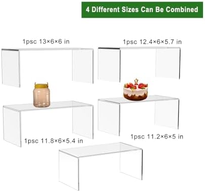 Clear Acrylic Risers Display Stands 4 Pack 13 Inch