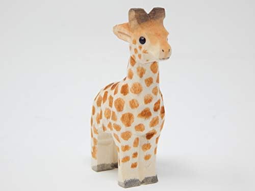 Hand-Carved Wooden Giraffe Statue - Miniature Home Decor Sculpture