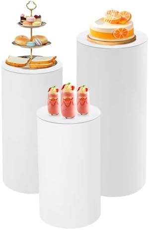 3Pcs Cylinder Pedestal Stands for Wedding and Party Decor