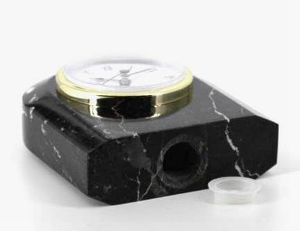 Khan Imports Beige Marble Urn Clock Keepsake