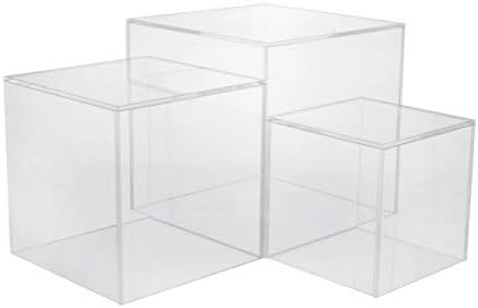 Red Co Clear Acrylic Cube Display Riser Stands 3-Pack