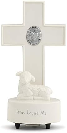 DEMDACO Heart Cross with Little Lamb Musical Figurine 8 Inch White