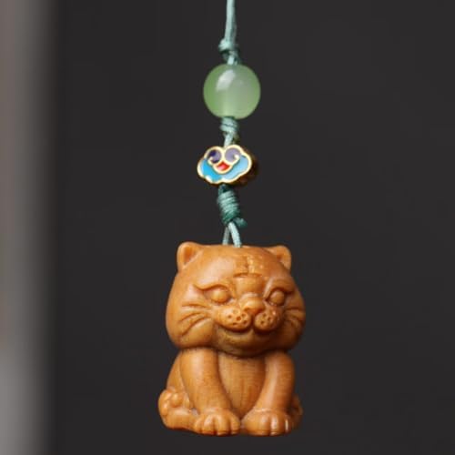 Tiger Wood Carving Home Decor Keychain Mobile