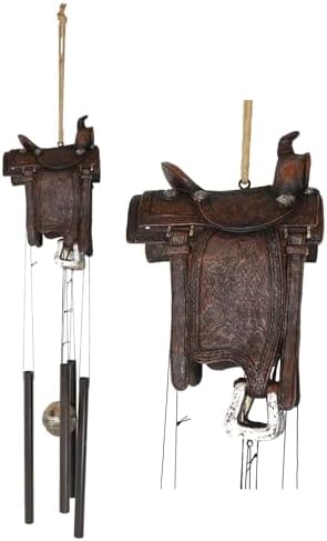 Ebros Gift Rustic Horse Saddle Wind Chime Decor