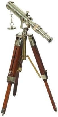 Mahira Nautical Decorative Table Telescope with Wood Tripod